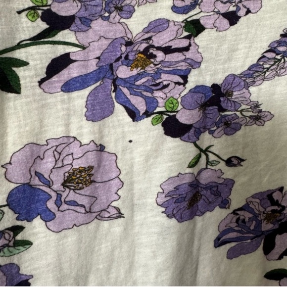 Anthropologie V-Neck Purple Floral 3/4 Puff Sleeve Blouse Top Size S NEW - Picture 9 of 11